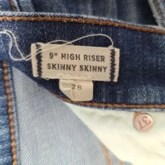 Madewell 9” High-Rise Skinny Jeans Torn Knee Edition Distressed Size 28 - Picture 6 of 6
